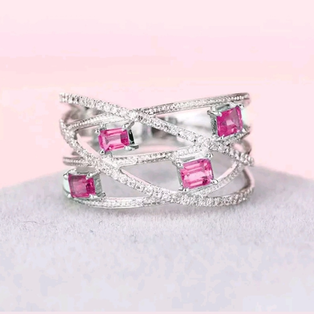 S925 Sterling Silver Pink/White Sapphire Ring 🎀